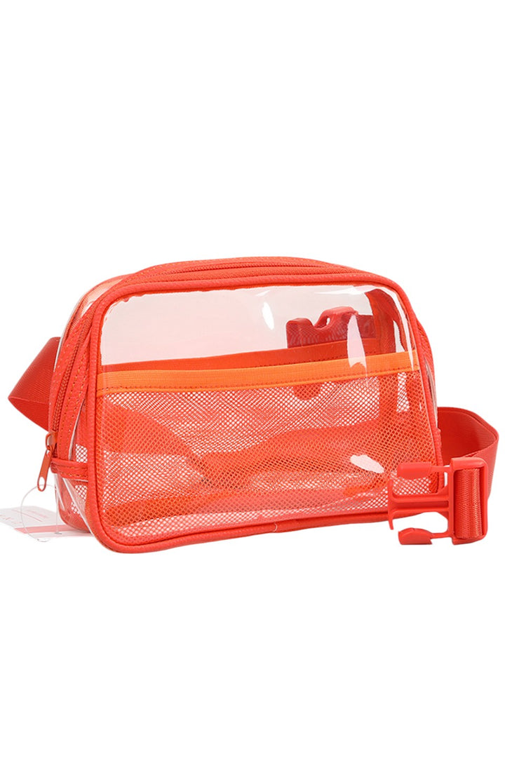Solid Color Trim Clear Waist Crossbody Bag combines practicality with modern style. Its transparent design allows for easy visibility of contents, while the solid color trim adds a sleek, polished finish. Designed for hands-free convenience, it secures comfortably around the waist, making it ideal for travel, events, or daily use where quick access and security are essential. Durable materials ensure long-lasting wear without compromising on lightweight comfort.