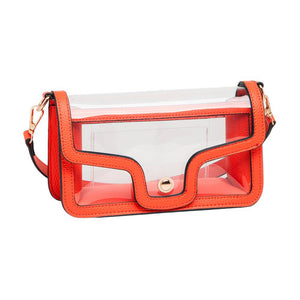 Orange Solid Faux Leather Transparent Rectangle Shoulder Bag, is sophisticated and stylish. Crafted with durable, high-quality faux leather, it features a transparent rectangular shape for a chic look. Carry it to your next dinner date or social event to add a touch of elegance. Perfect Gift for fashion enthusiasts.
