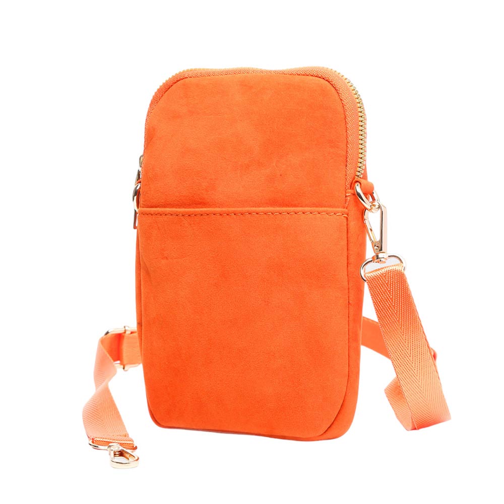 Orange Solid Faux Suede Crossbody Bag, is a unique but beautiful addition to your handbag collection. Go everywhere carrying your handy items without any hassle. Perfect gift for a Birthday, everyday bag, Anniversary, Graduation, Holiday, Christmas, New Year, Anniversary, Valentine's Day, etc.