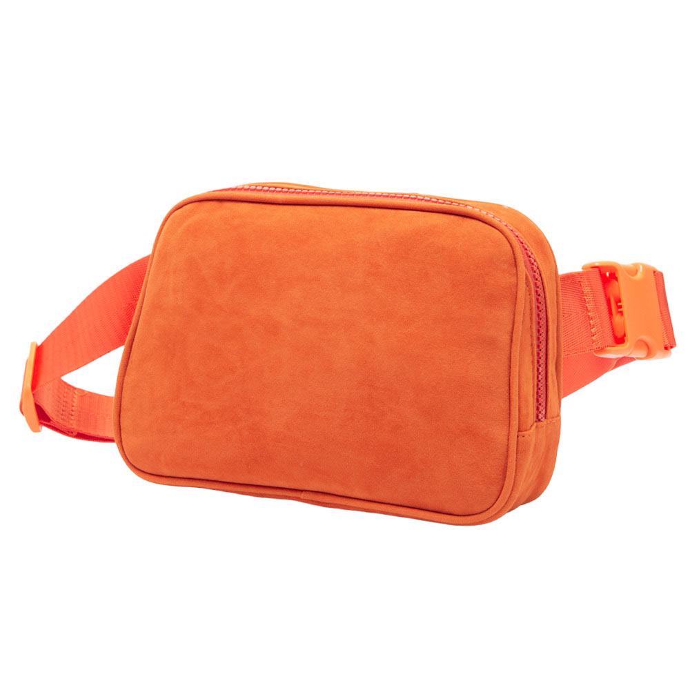 Orange Solid Sling Bag Fanny Pack Velvet Belt Bag, is the perfect accessory for any occasion. Featuring a high-quality velvet material construction, this bag is lightweight and durable, making it a great choice for everyday wear. Ideal gift for young adults, traveler friends, family members, co-workers, or yourself.