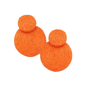 Orange Swirl Double Raffia Link Earrings, the Beautifully crafted design adds a glow to any outfit. Look like the ultimate fashionista with these swirl raffia double round link earrings! Which easily makes your events more enjoyable. These earrings make you extra special on occasion. These swirl raffia double round earrings enhance your beauty and make you more attractive.