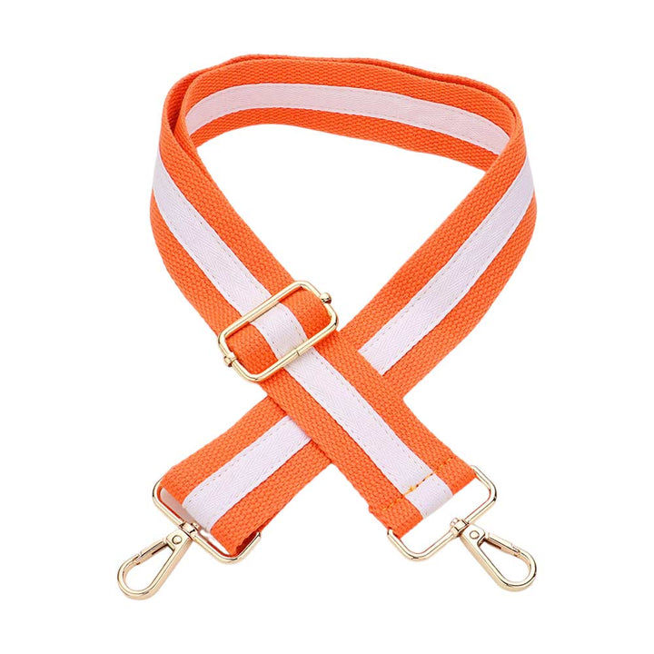 Orange White Game Day Color Block Bag Strap,  is an excellent addition to your game day look. This bag strap features a dynamic color block pattern in your team's colors, making it a striking and eye-catching accessory. The strap is fully adjustable, allowing you to wear it crossbody or over the shoulder for maximum comfort.