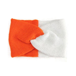Orange White Game Day Two Tone Knit Earmuff Headband, offers both style and warmth with its eye-catching two-tone design. The soft and warm knit fabric keeps your ears toasty. Perfect for outdoor activities, the adjustable band ensures a snug and comfortable fit. Perfect gift for friends & family members in the cold days.