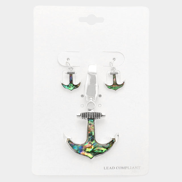 Abalone Abalone Anchor Pendant Set