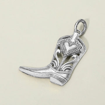 Madeline Love Antique Silver Western Cowboy Boot Pendant Charm - Pendant Sets