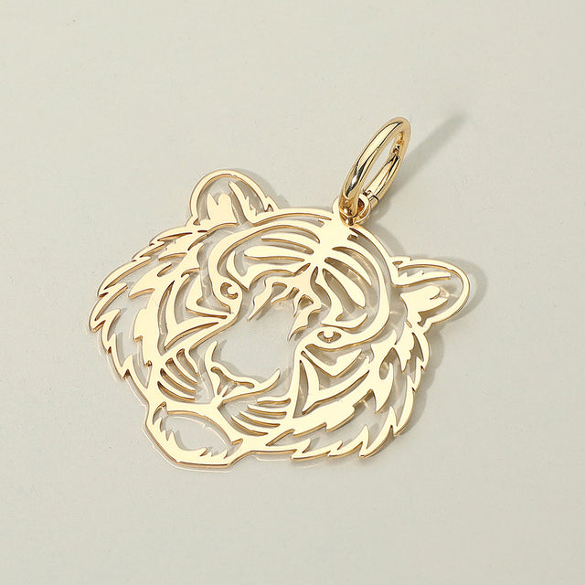 Madeline Love Gold Metal Tiger Face Cutout Pendant Charm - Pendant Sets