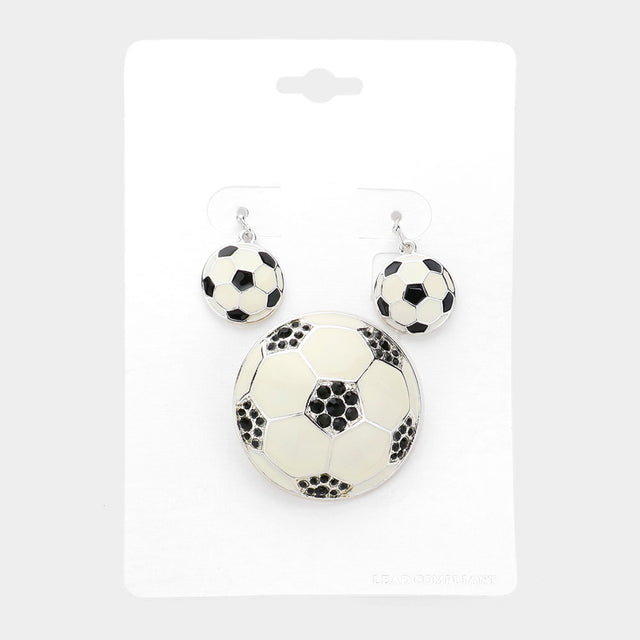 Madeline Love Silver Enamel Dual Soccer Ball Pendant Set - Sports & Events
