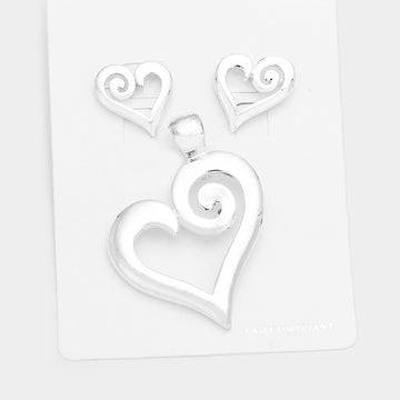 Madeline Love Silver Metal Heart Pendant Set - Pendant Sets