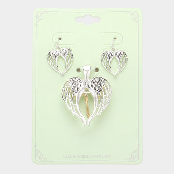Madeline Love Two Tone Antique Wings Arrow Pendant Set - Pendant Sets