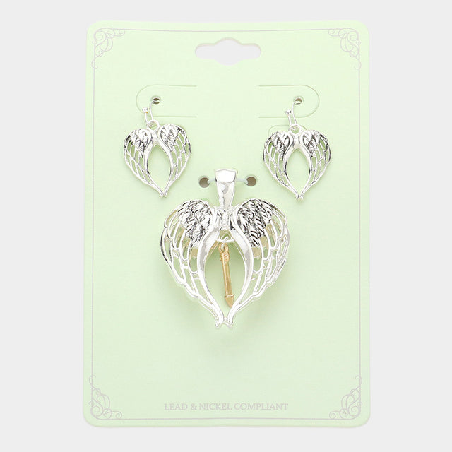 Madeline Love Two Tone Antique Wings Arrow Pendant Set - Pendant Sets