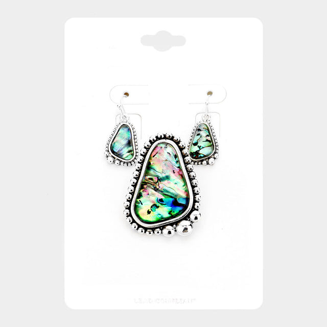 Madeline Love Abalone, Antique Silver Abalone Bubble Metal Magnetic Pendant Set - Pendant Sets