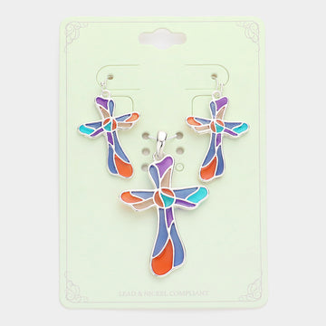 Madeline Love Multi Colorful Cross Pendant Set - Pendant Sets