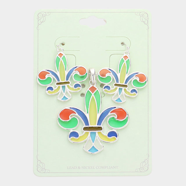 Madeline Love Multi Colorful Fleur de Lis Pendant Set - Pendant Sets