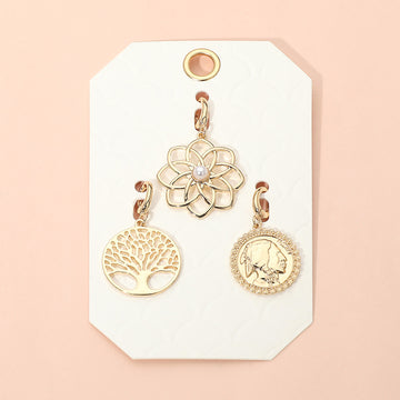 Madeline Love Gold 3PCS - Flower Tree of Life Coin Pendant Charm Set - Pendant Sets
