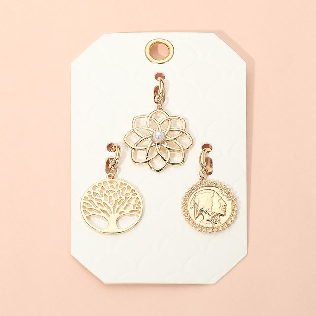 Madeline Love Gold 3PCS - Flower Tree of Life Coin Pendant Charm Set - Pendant Sets