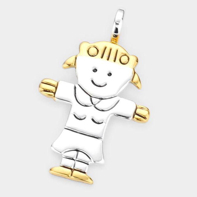 Madeline Love Two Tone Metal Girl Pendant - Pendant Sets