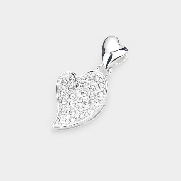 Rhinestone Paved Metal Heart Pendant