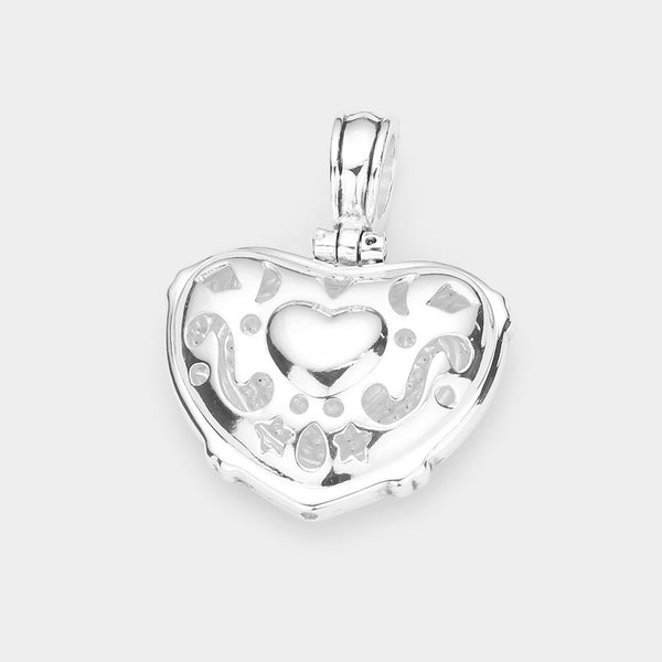 Stone Embellished Metal Heart Pendant