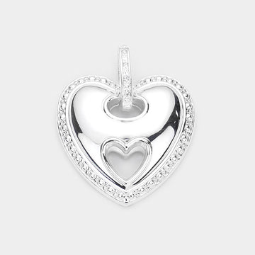 Madeline Love Rhodium Rhinestone Embellished Metal Heart Pendant - Pendant Sets