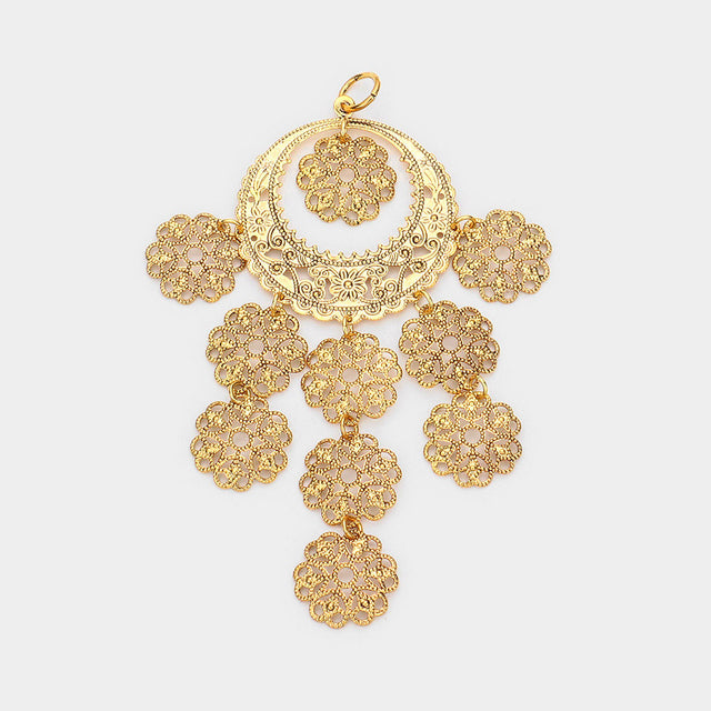 Madeline Love Gold Antique Detailed Metal Link Pendant - Pendant Sets