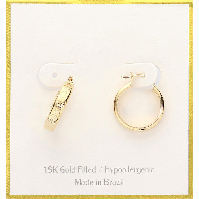 Madeline Love Gold 18K Gold Filled Hypoallergenic LOVE Engraved Hoop Pin Catch Earrings