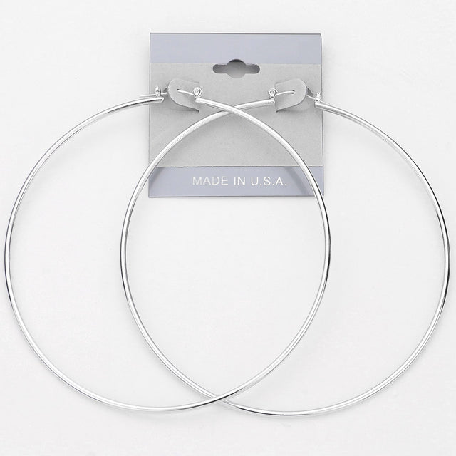 Madeline Love Rhodium Oversized Metal Pin Catch Hoop Earrings