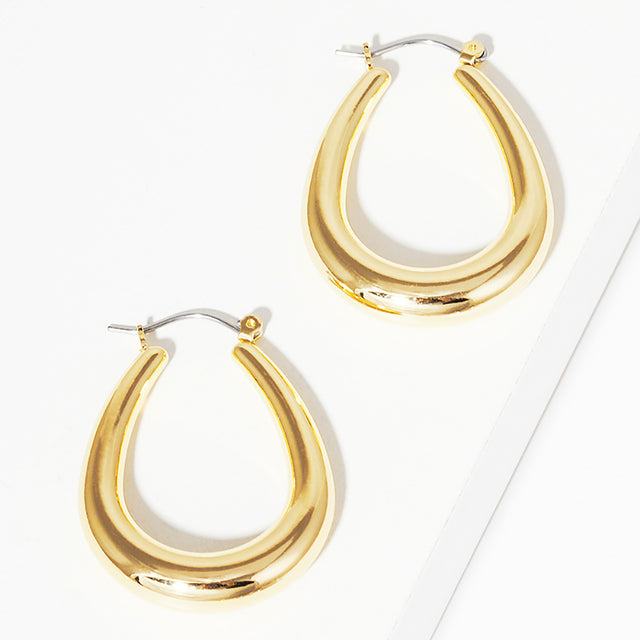 Madeline Love Gold Metal Teardrop Hoop Pin Catch Earrings