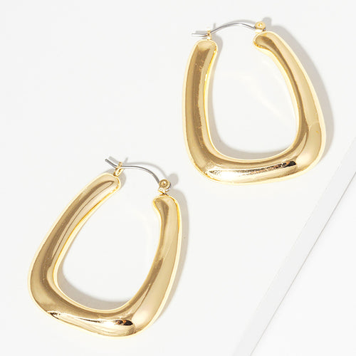 Chunky Metal Tube Pin Catch Hoop Earrings - G
