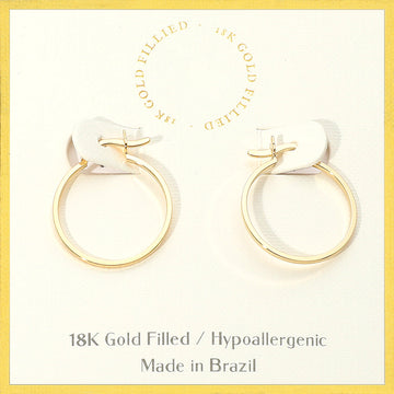 Madeline Love Gold 18K Gold Filled Pin Catch Skinny Hoop Earrings