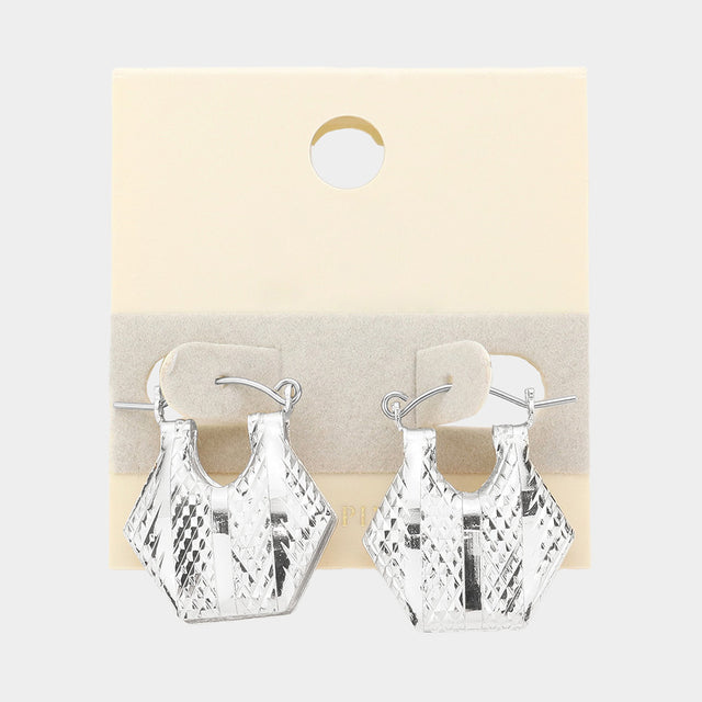 Madeline Love Rhodium 14K White Gold Dipped Abstract Metal Pin Catch Earrings