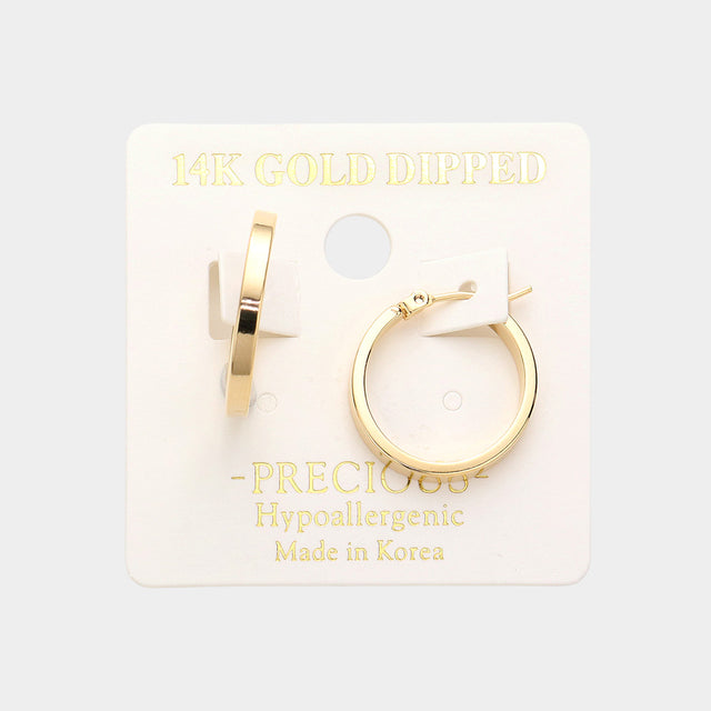 Madeline Love Gold 14K Gold Dipped 0.75 Inch Metal Hoop Pin Catch Earrings