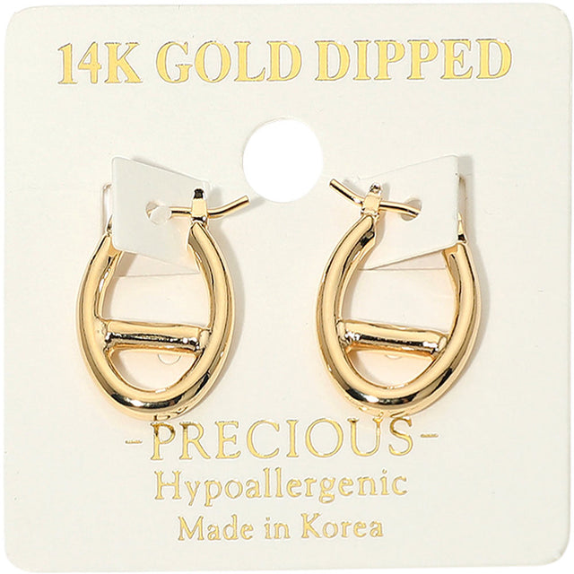 Madeline Love Gold 14K Gold Dipped Hypoallergenic Oval Pin Catch Hoop Earrings