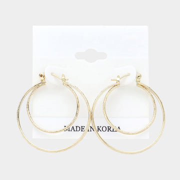 Madeline Love Gold Double Metal Hoop Pin Catch Earrings