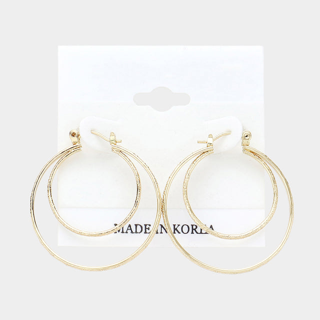 Madeline Love Gold Double Metal Hoop Pin Catch Earrings