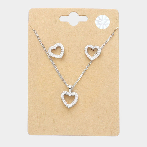 CZ Heart Pendant Necklace