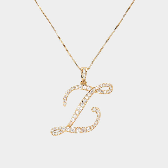 Madeline Love Gold, ~Z~ -Z- CZ Initial Monogram Pendant Necklace - Jewelry