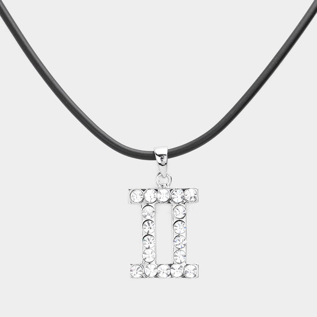 Madeline Love Silver Gemini - Stone Embellished Zodiac Pendant Necklace - Necklaces