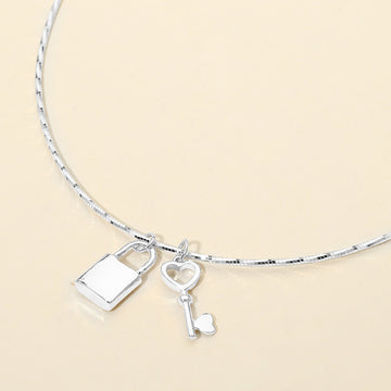Madeline Love Rhodium Padlock Key Pendant Necklace - Necklaces