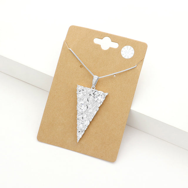 Madeline Love Silver CZ Triangle Pendant Necklace - Necklaces