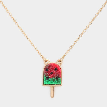 Madeline Love Green, Red Druzy Watermelon Popsicle Pendant Necklace - Necklaces