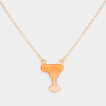 Madeline Love Orange, White Druzy Cocktail Pendant Necklace - Necklaces