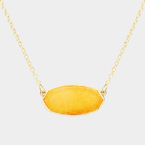 Hexagon Stone Pendant Necklace - Orange