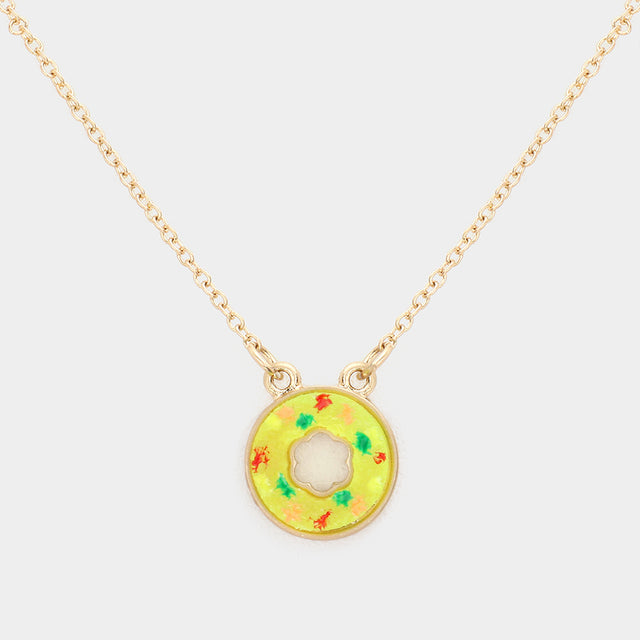 Madeline Love Neon, Yellow Druzy Donut Pendant Necklace - Necklaces