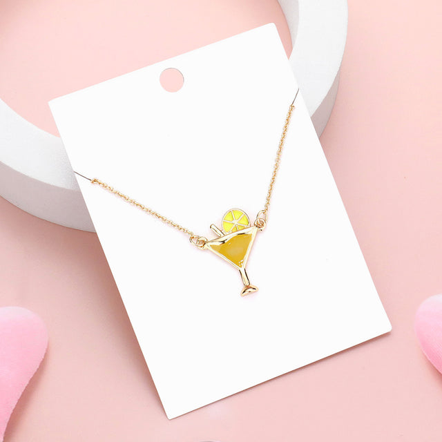 Madeline Love Gold, Yellow Enamel Cocktail Pendant Necklace - Necklaces