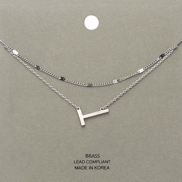 Madeline Love Rhodium -T- Initial Monogram Brass Metal Necklace - Necklaces