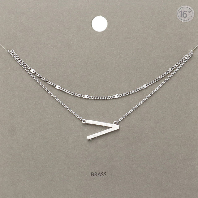 Madeline Love Rhodium -V- Initial Monogram Brass Metal Necklace - Necklaces