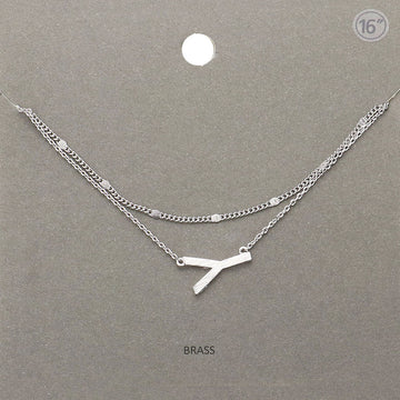 Madeline Love Rhodium -Y- Initial Monogram Brass Metal Necklace - Necklaces