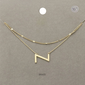 Madeline Love Gold -Z- Initial Monogram Brass Metal Necklace - Necklaces