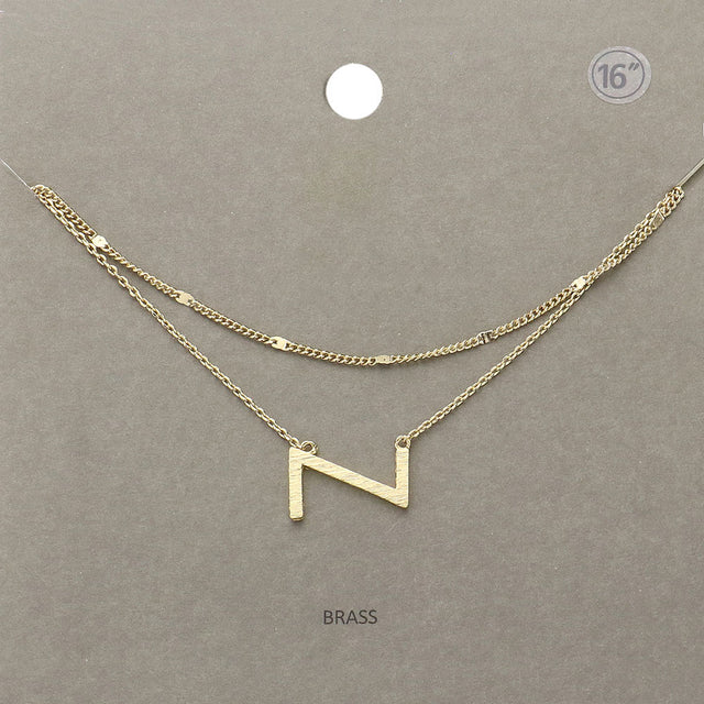 Madeline Love Gold -Z- Initial Monogram Brass Metal Necklace - Necklaces