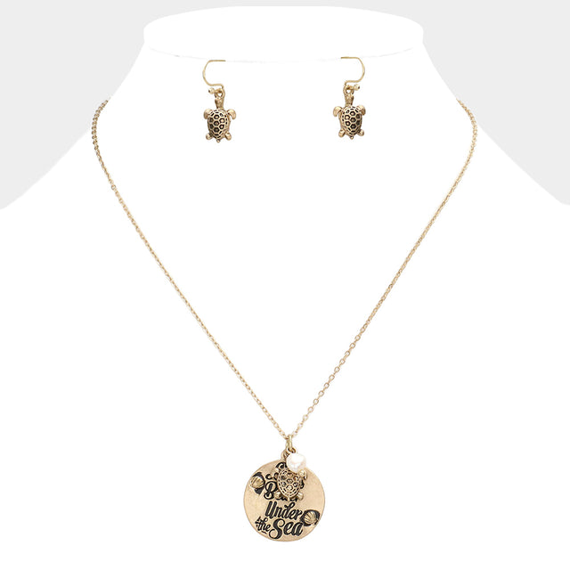 Worn Gold "Life Is Better Under The Sea" Pendant Necklace